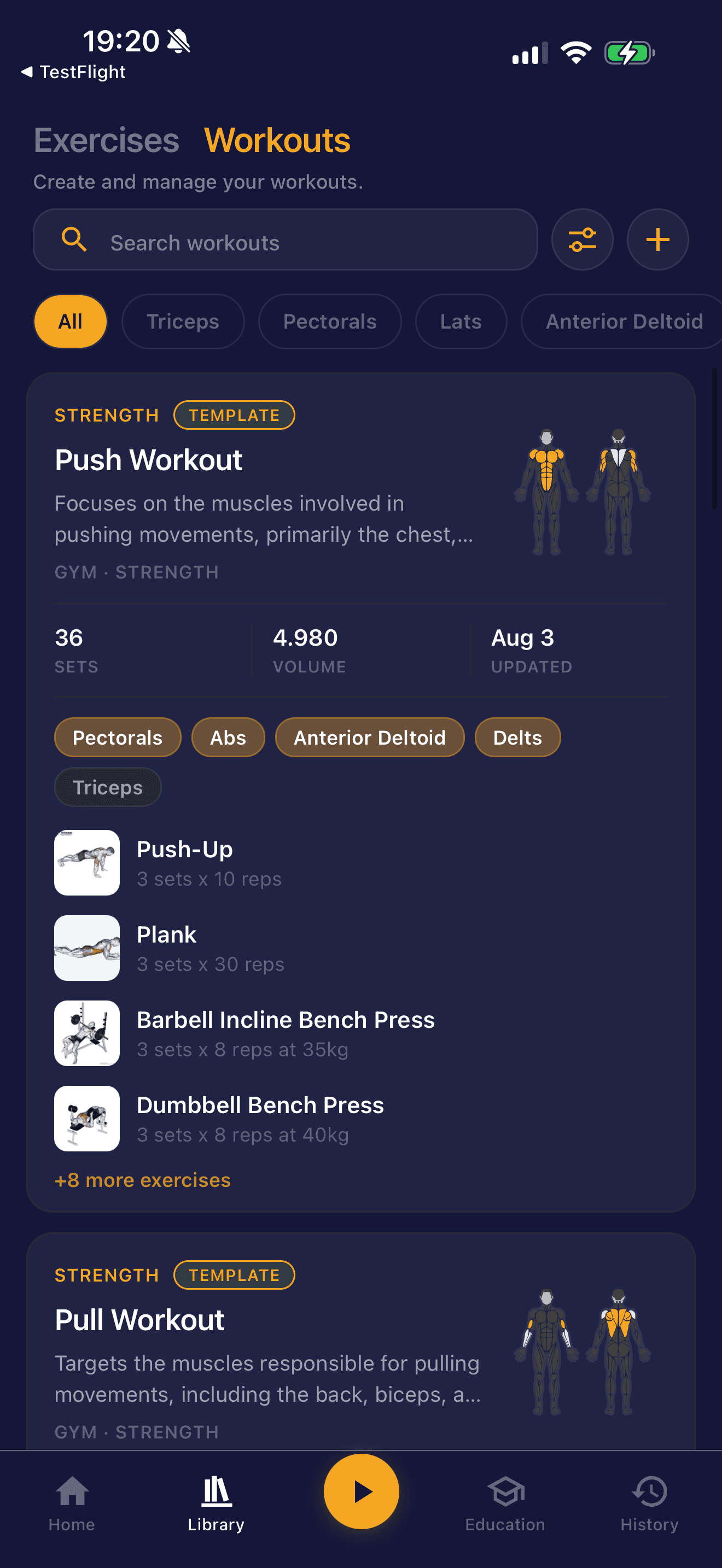 AthleteOS workout library