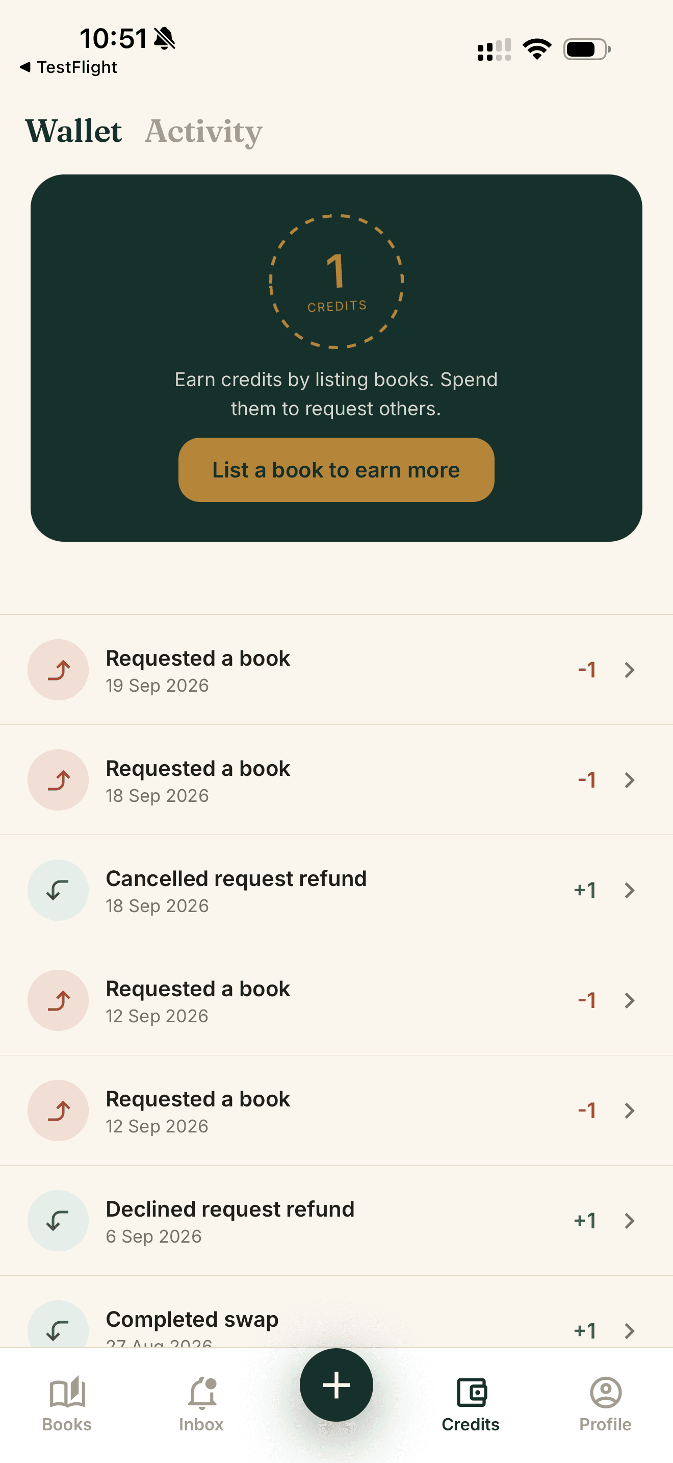 SwapLibro credits wallet