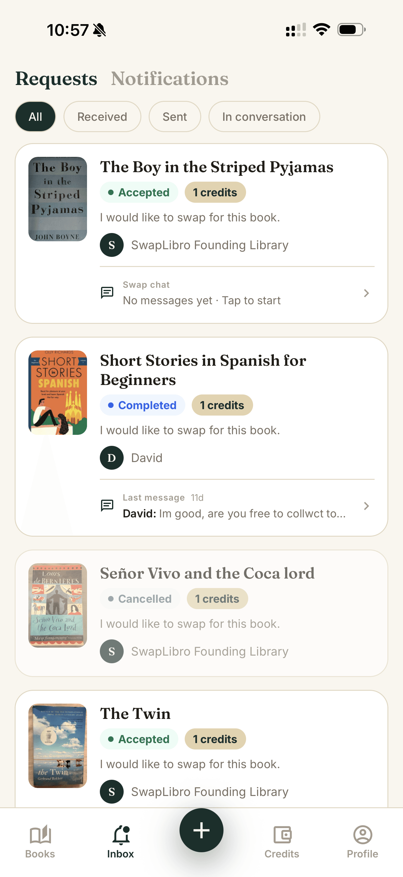 SwapLibro book requests and notifications